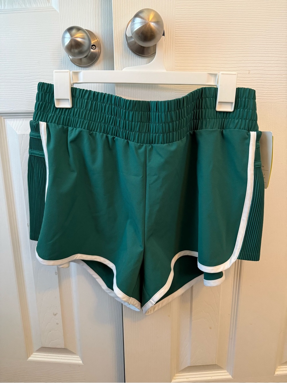 Women's All In Motion Running Shorts in Green with White Trim